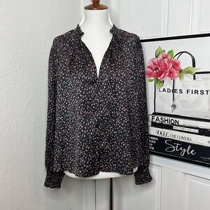 Ulla Johnson Black Rose Print Tunic Blouse Size 4